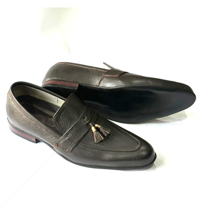 Men’s Dotted Leather Tassel Loafers with Leather Sole - Image 4