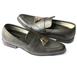 Men’s Dotted Leather Tassel Loafers with Leather Sole