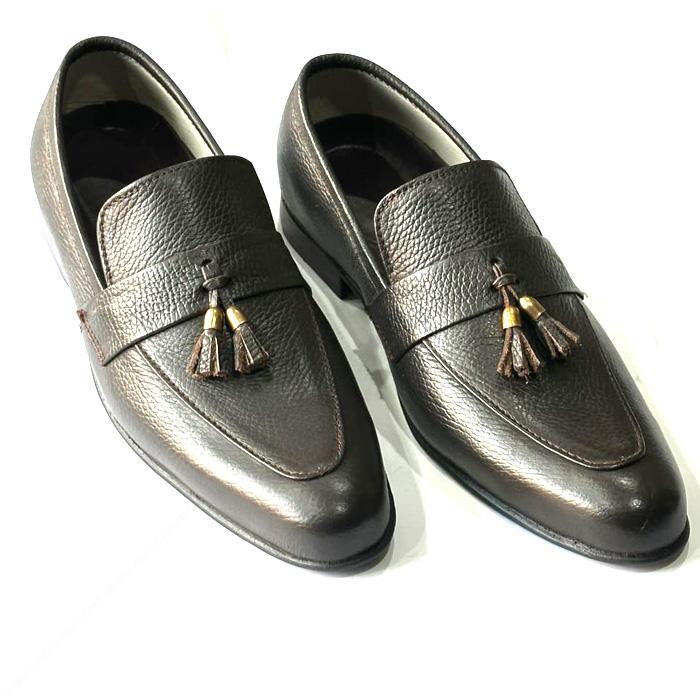 Men’s Dotted Leather Tassel Loafers with Leather Sole - Image 5