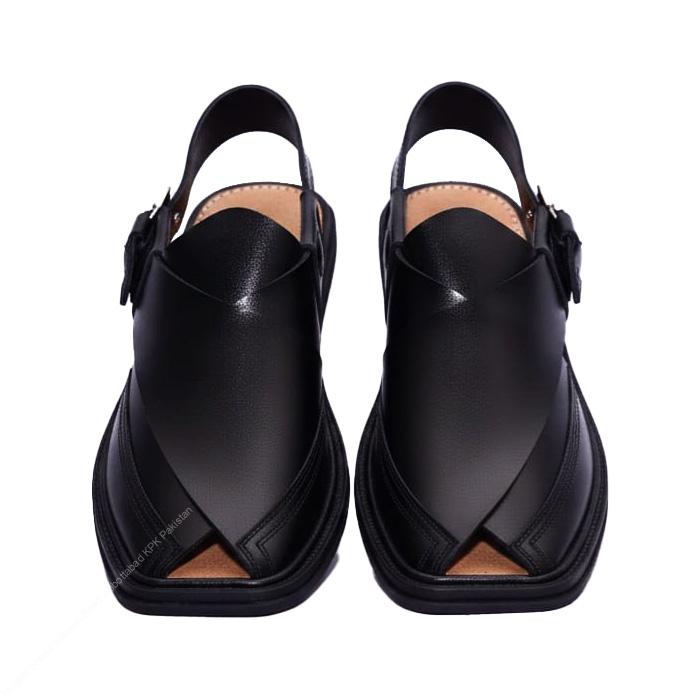 New Brand Men’s Classic Round Charsadda Chappal | Handcrafted Black Genuine Leather - Image 2
