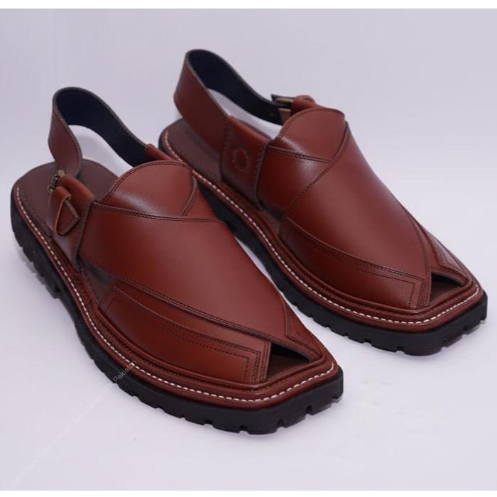 New Article Brown Peshawari Chappal with Vibram Sole - Image 2