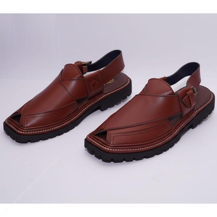 New Article Brown Peshawari Chappal with Vibram Sole - Image 3