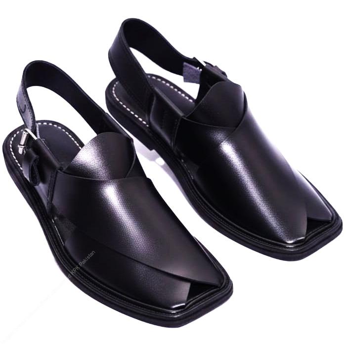 Handmade Round Shape Charsadda Chappal with Rubber Sole - Image 3