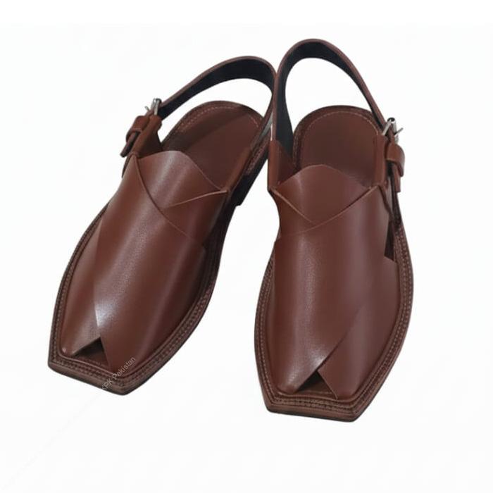 Handmade T-Strap Charsadda Chappal in Classic Black & Brown Leather - Image 4