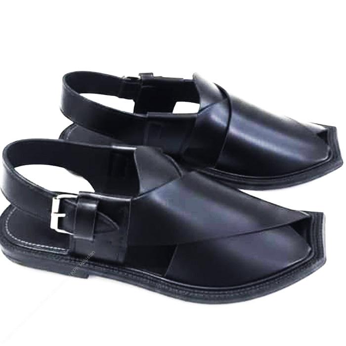 Handmade T-Strap Charsadda Chappal in Classic Black & Brown Leather - Image 6