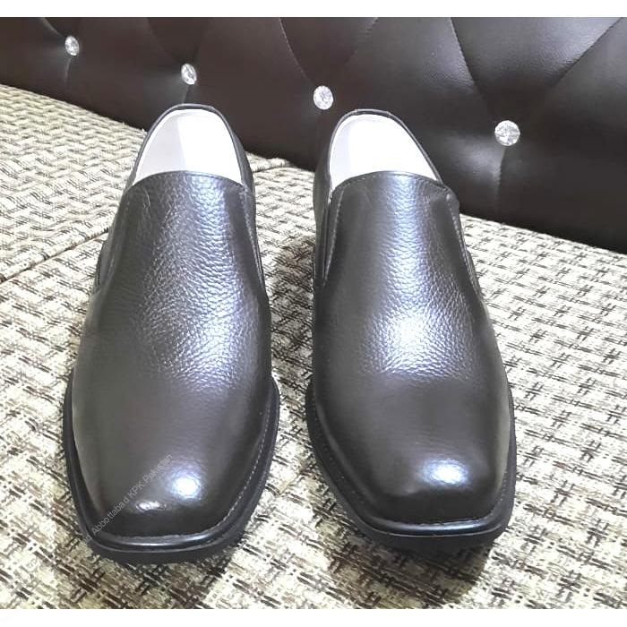 UrbanElegance Men’s Dark Brown Leather Slip-On Shoes | Premium Textured Dotted Leather Comfort Wear - Image 2