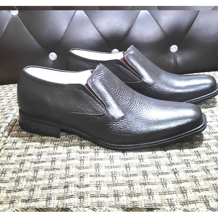 UrbanElegance Men’s Dark Brown Leather Slip-On Shoes | Premium Textured Dotted Leather Comfort Wear - Image 3