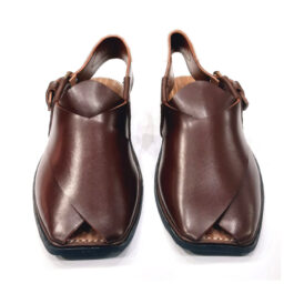 Premium Handmade Brown Charsadda Gol-T Chappal | Genuine Leather | Zero Tyre Sole