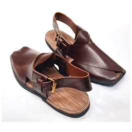 Premium Handmade Brown Charsadda Gol-T Chappal | Genuine Leather | Zero Tyre Sole