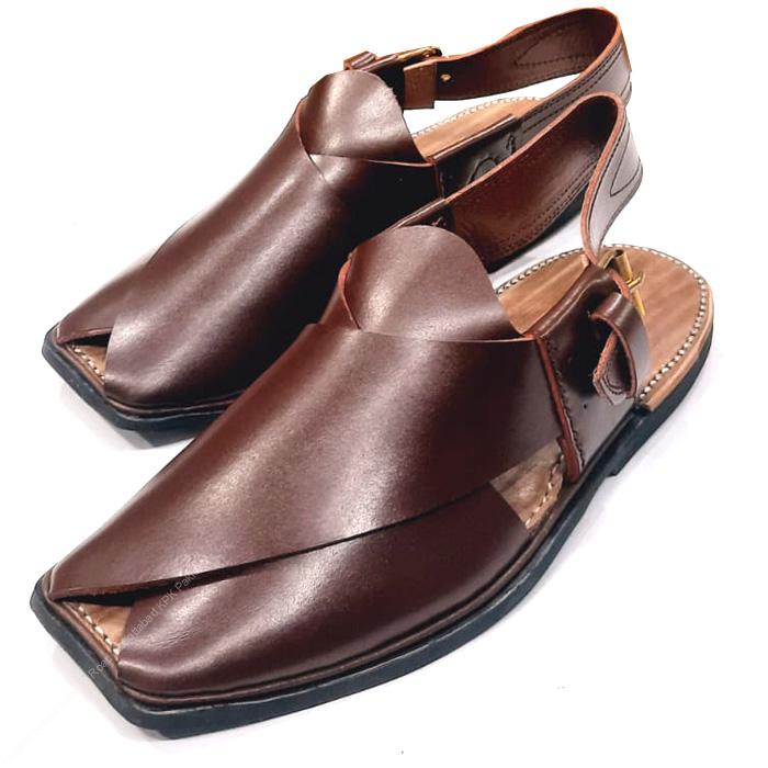 Premium Handmade Brown Charsadda Gol-T Chappal | Genuine Leather | Zero Tyre Sole - Image 4