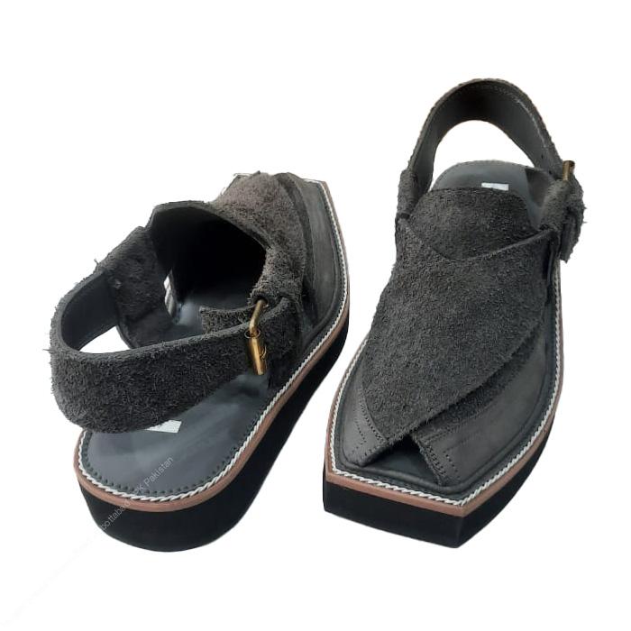 Handmade Grey Suede Kaptaan Chappal – MughalShoes.com Exclusive - Image 2