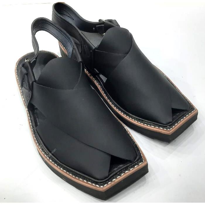 Premium Black Leather Kaptaan Chappal – Handcrafted Comfort Edition - Image 3