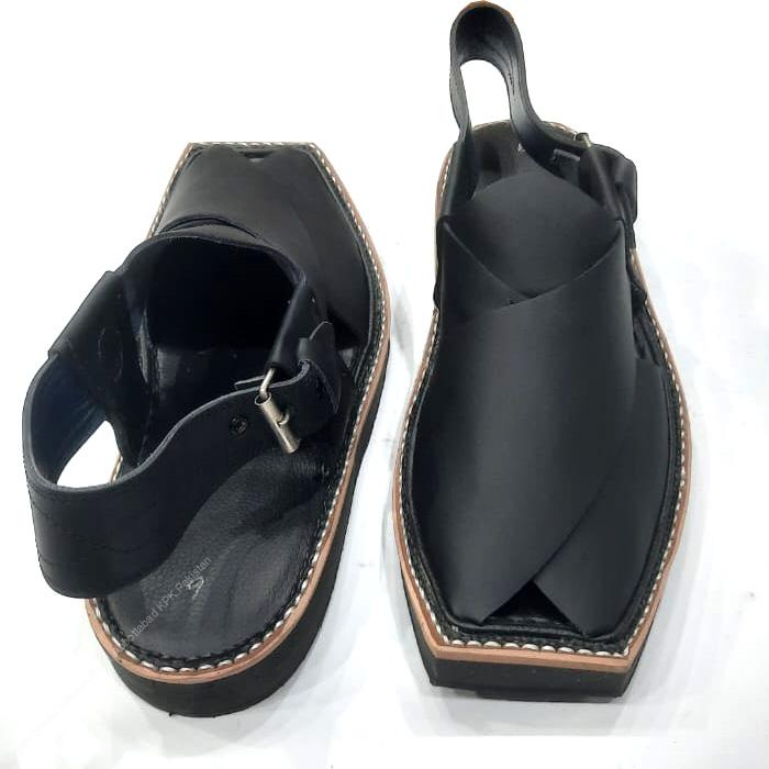 Premium Black Leather Kaptaan Chappal – Handcrafted Comfort Edition - Image 4
