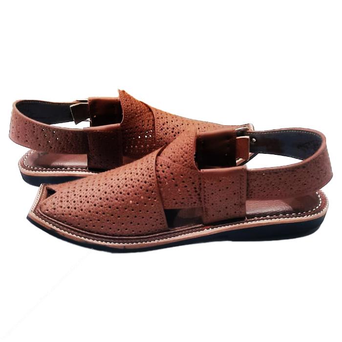 Premium Mate Brown Jali Wala Charsadda Chappal for Men – Handmade Genuine Leather - Image 2