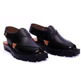 Men’s Premium Norozi Chappal | Handcrafted Black Leather with Double-Layer Tire Sole