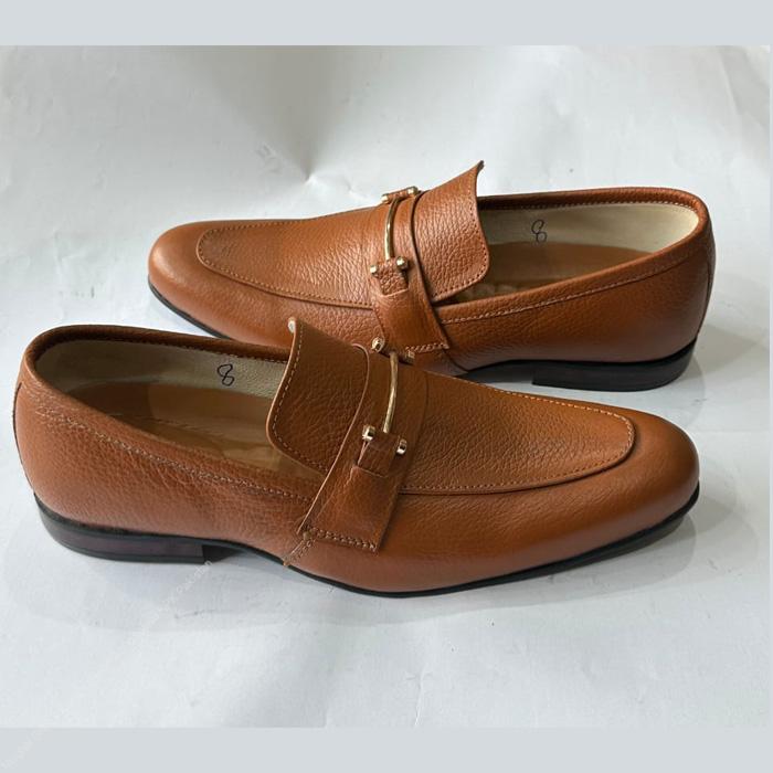 Royal Tan Genuine Leather Loafers – Premium Formal Footwear with Flexible Rubber Sole