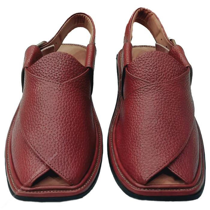 Handmade Peshawar Zalmi Chappal in Mustard Brown Dotted Leather - Image 2