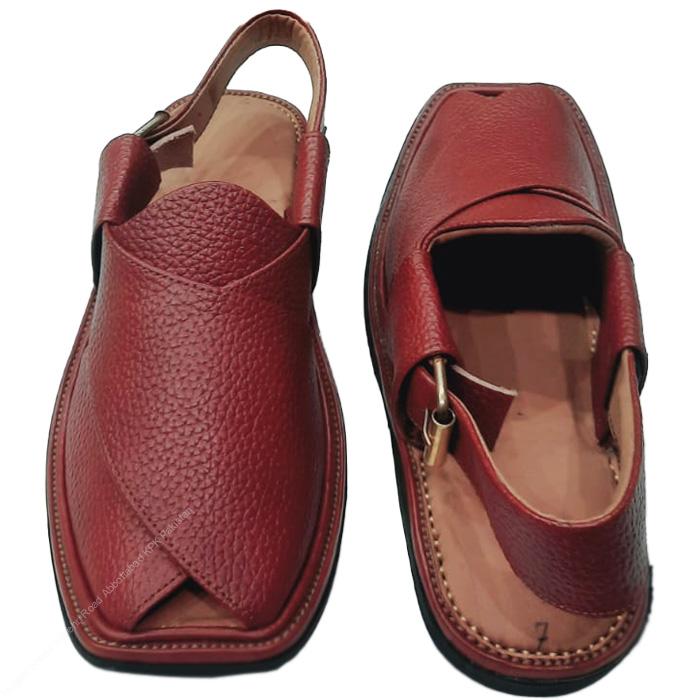 Handmade Peshawar Zalmi Chappal in Mustard Brown Dotted Leather - Image 4