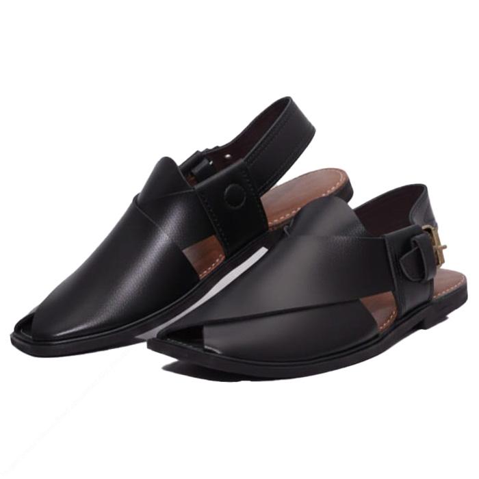 Premium Handmade Black Charsadda Gol-T Chappal with Zero Tyre Sole - Image 3
