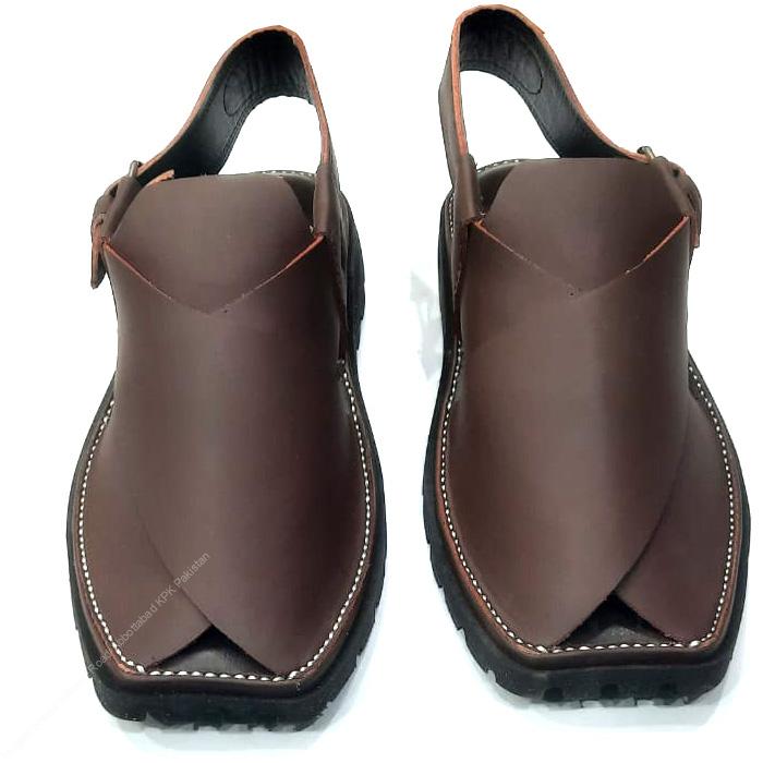 Premium Mate Brown Peshawari Chappal with Vibram Sole | MughalShoes.com - Image 3