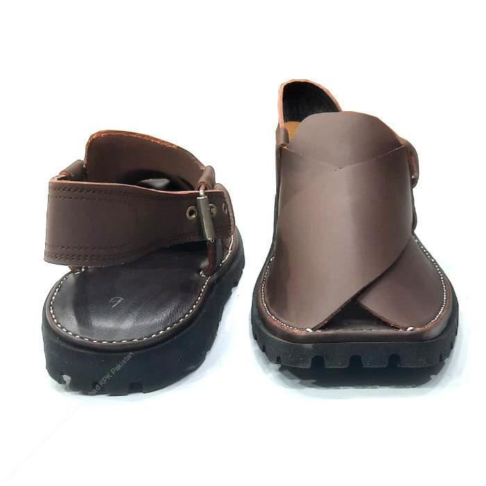 Premium Mate Brown Peshawari Chappal with Vibram Sole | MughalShoes.com - Image 4
