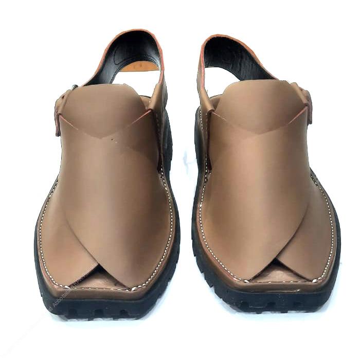 Premium Beige Brown Peshawari Chappal with Vibram Sole | MughalShoes.com