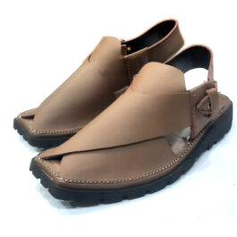 Premium Beige Brown Peshawari Chappal with Vibram Sole | MughalShoes.com