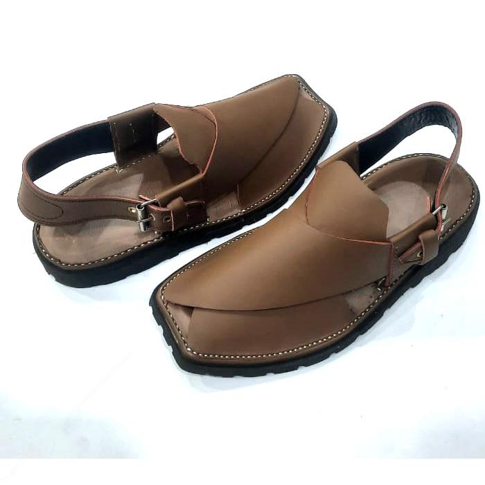 Premium Beige Brown Peshawari Chappal with Vibram Sole | MughalShoes.com - Image 4