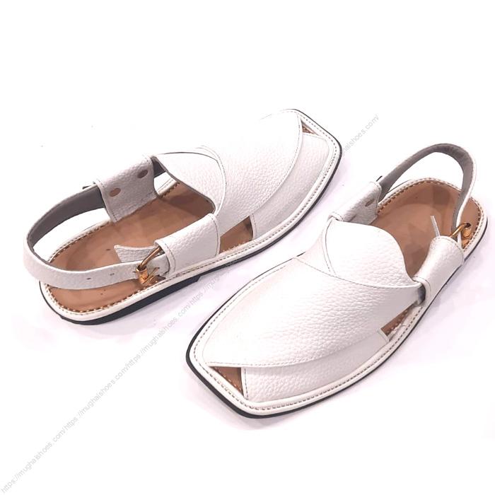 Smart Zalmi White Dotted Peshawari Chappal for Men – Handmade Genuine Leather - Image 2