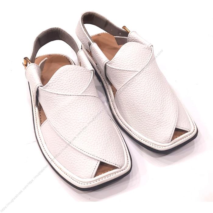 Smart Zalmi White Dotted Peshawari Chappal for Men – Handmade Genuine Leather - Image 3