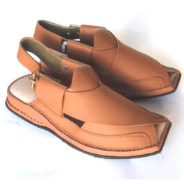 Zalmi Junior Kids Peshawari Chappal – Mustard & Grey Leather Edition