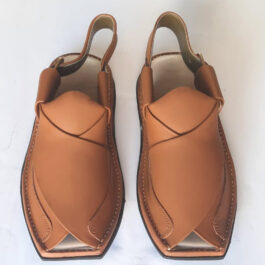 Zalmi Junior Kids Peshawari Chappal – Mustard & Grey Leather Edition