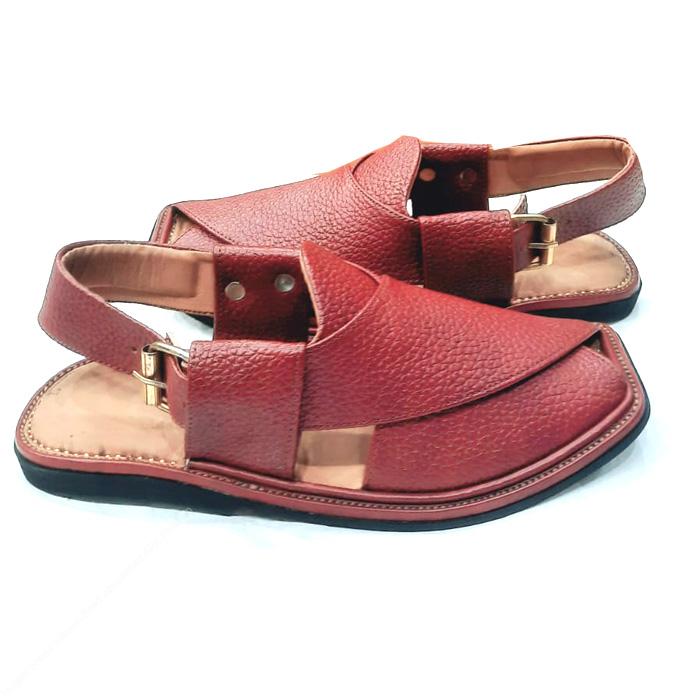 Smart Zalmi Chappal – Mustard Brown Dotted Pure Leather | Handmade Peshawari Style - Image 5