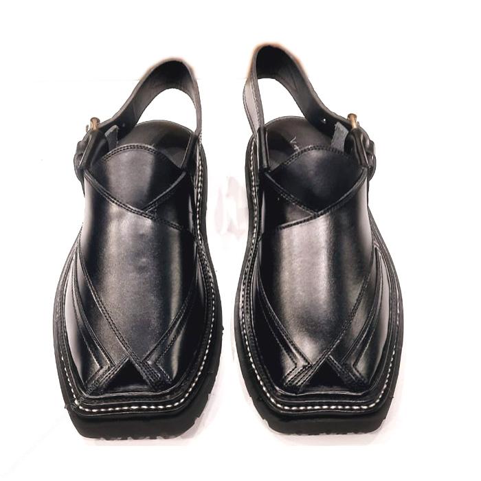 Premium Black Peshawari Chappal with Vibram Sole - Image 3