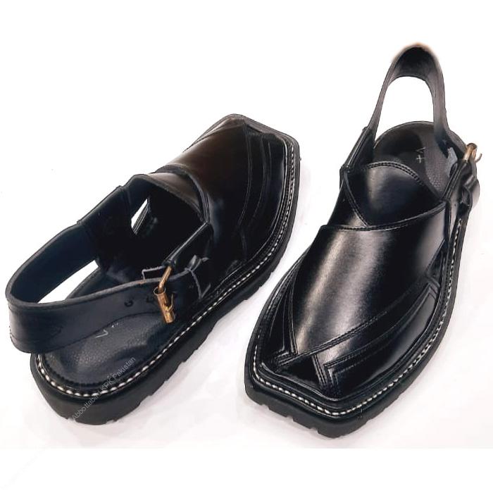 Premium Black Peshawari Chappal with Vibram Sole - Image 4
